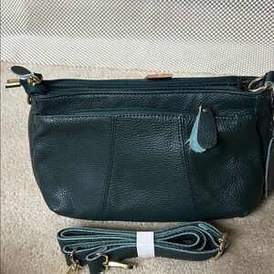 Elegant Dark Green Leather Crossbody Bag